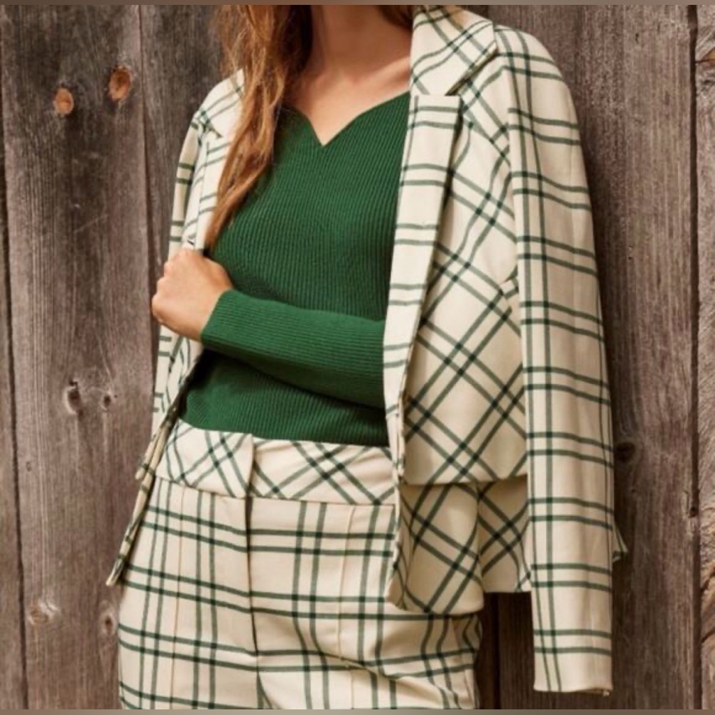 Pearl By Lela Rose Oversize Plaid Jacket L